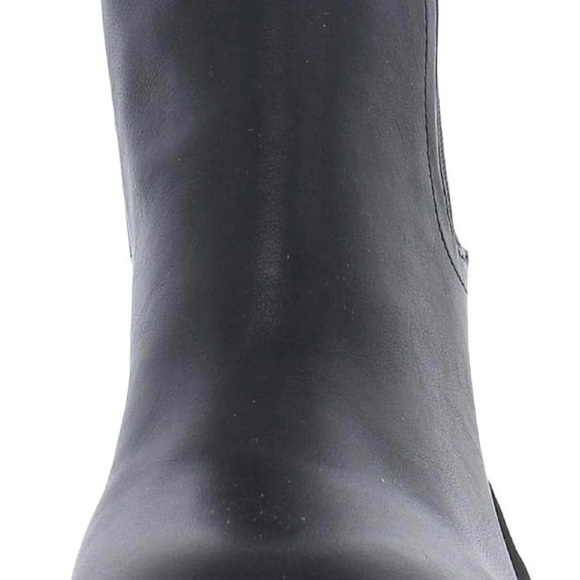 Black Chunky Heel Ankle Boots with Rugged Sole - Picture 3 of 4